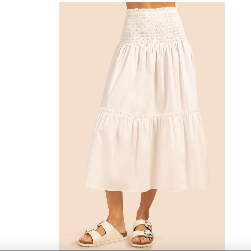 Trina Turk White Tiered Maxi Skirt